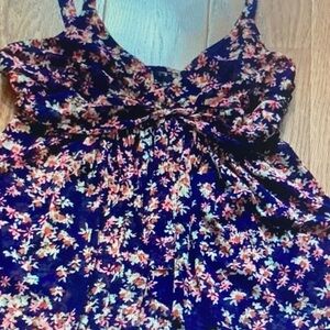 Express Floral Print Top in Purple with Pink & Coral Accents